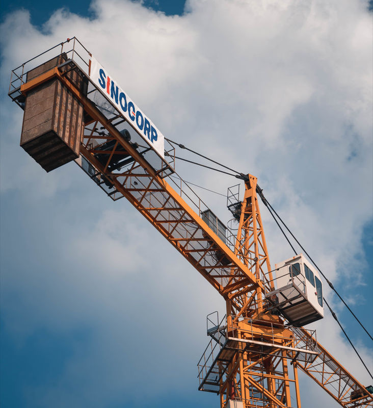 Sinocorp TZ5610-6 Hatkit 56 Meter Boom 60M Höhe Handels-Hammerhead-Turm-Kran mit CE